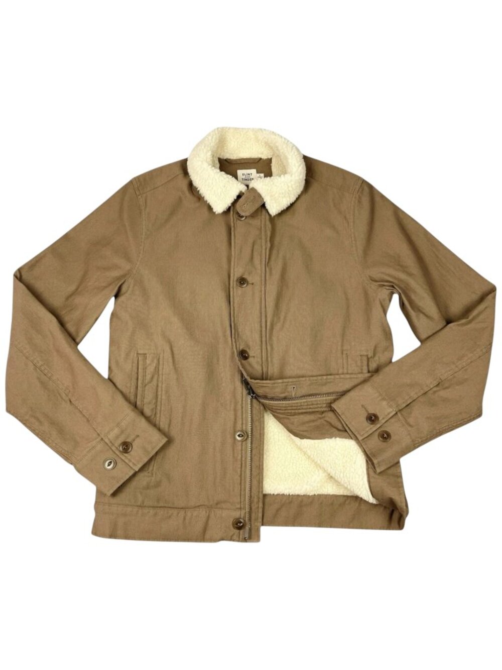 Flint and Tinder Canvas Military Deck Jacket Mens Large NWOT Sherpa Lined